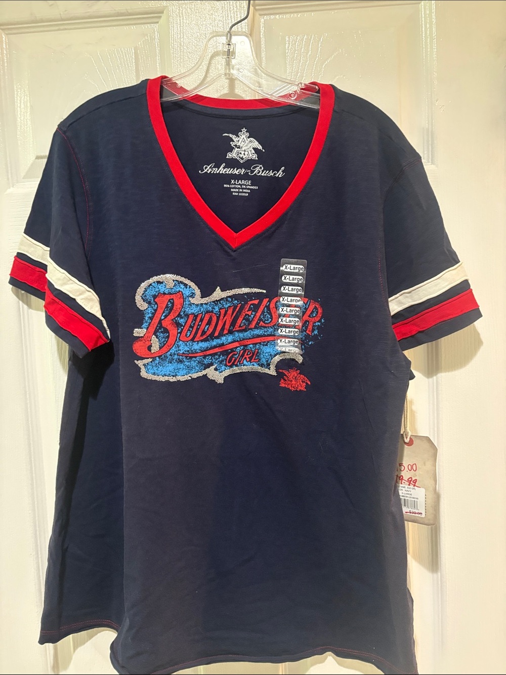 Anheuser-Busch Budweiser Girl Navy V-Neck Tee